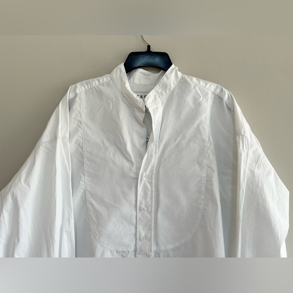 Frank & Eileen Victoria Superluxe Italian Oversized Cotton Tuxedo Shirt White, L - Picture 4 of 13